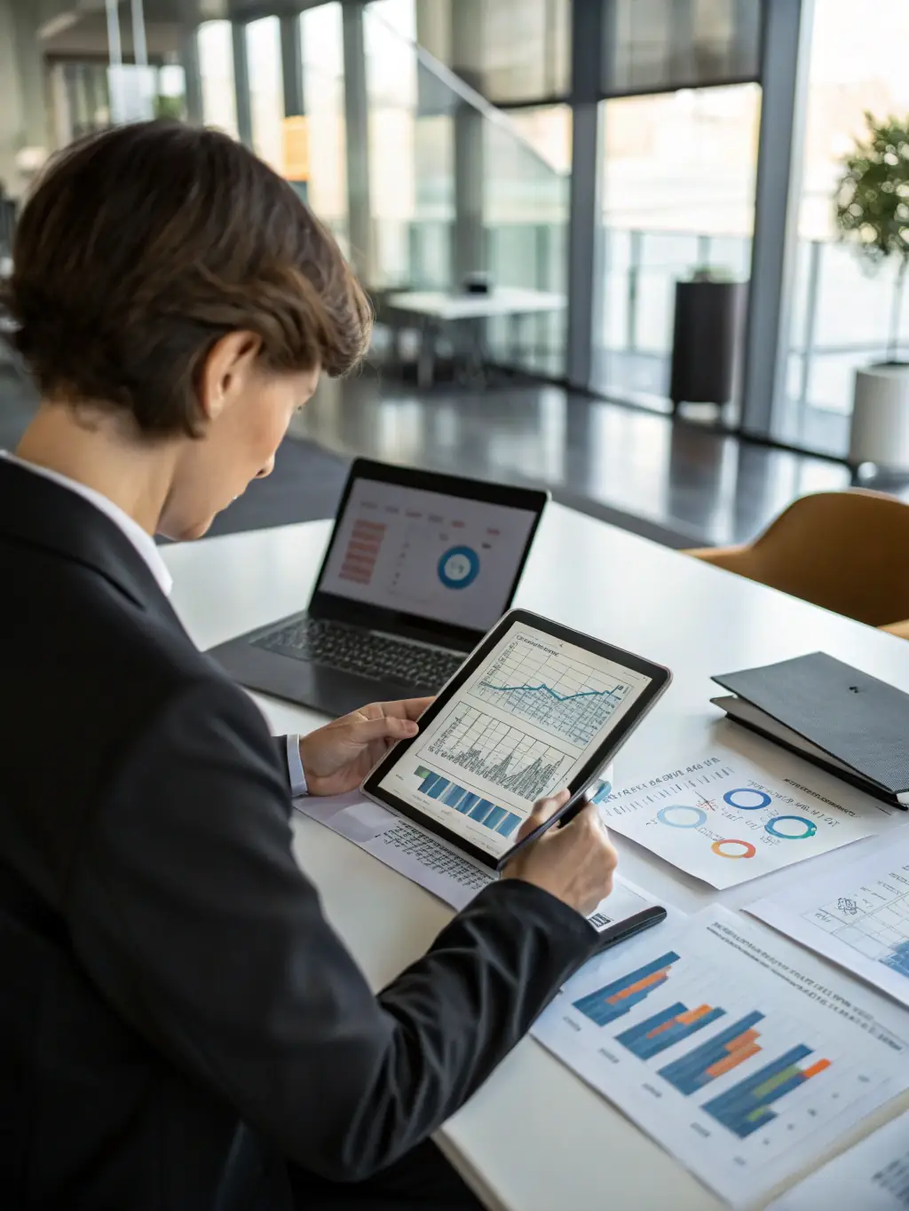 A person analyzing financial data on a tablet, representing informed investment decisions.