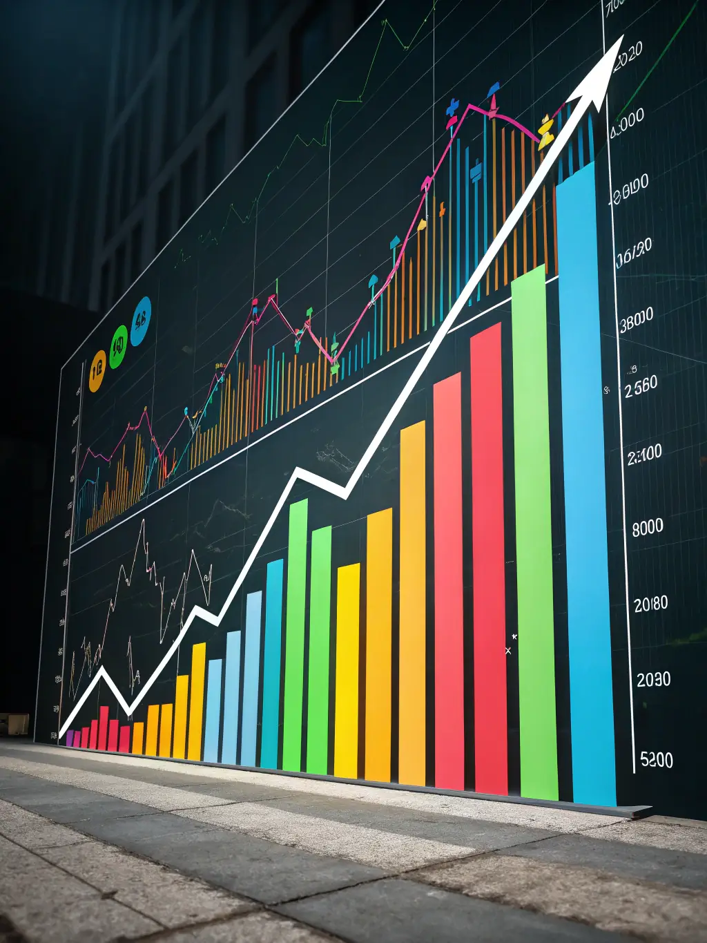 A graph showing the growth of a long-term investment, illustrating the power of compounding.